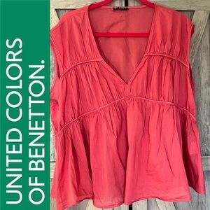 NWOT United Colors of Benetton Women's V-Neck Red Blouse